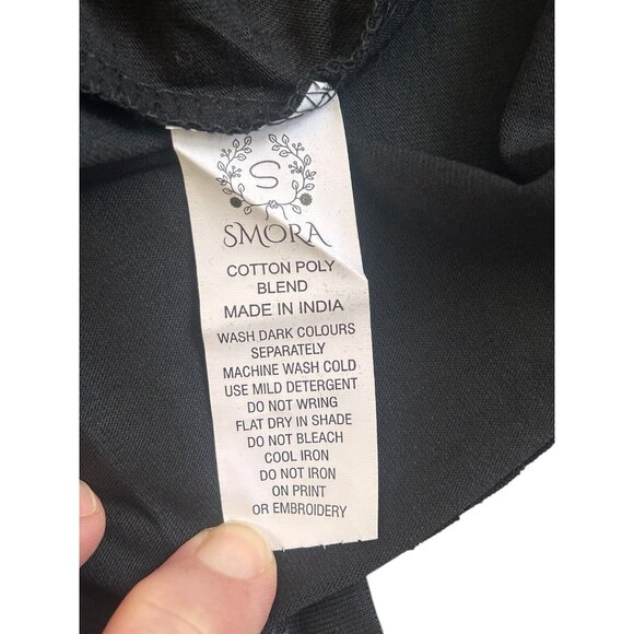 Smora Women's Love Peace Graphic Tee Black Cotton T-shirt Small - Picture 4 of 7